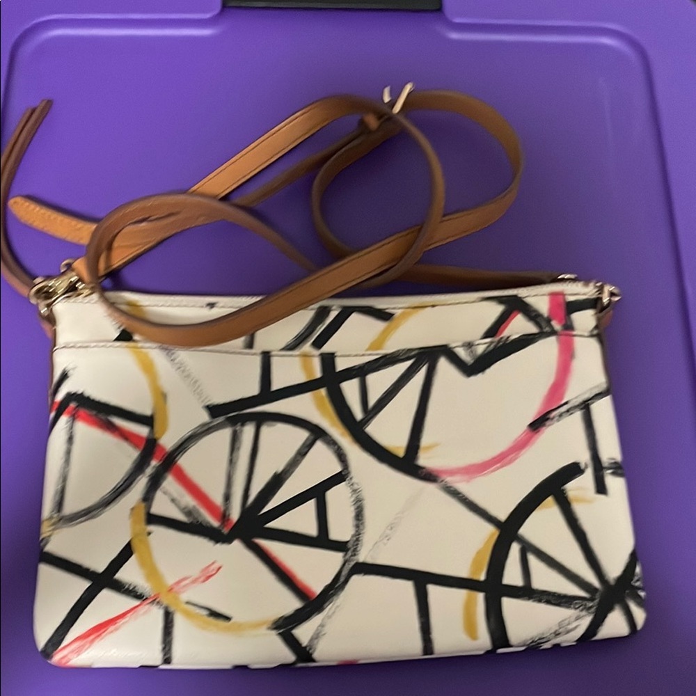 Fossil White and Black Artistic Crossbody Bag